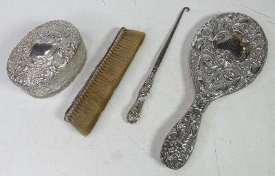 Lot 374 - A matched Victorian silver four piece dressing...