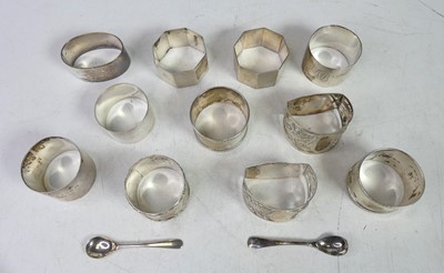 Lot 376 - A collection of eleven various silver napkin...