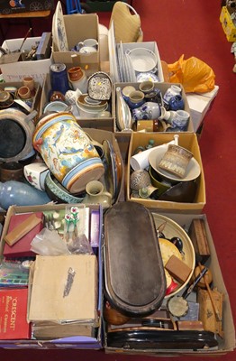 Lot 671 - Eight boxes of ceramics and treen, to include...