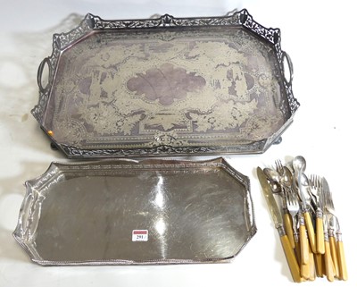 Lot 291 - An Edwardian silver plated tray, of canted...