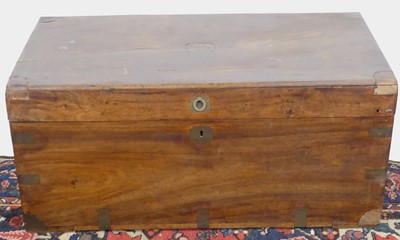 Lot 1208 - A camphorwood and brass bound hinge top trunk...