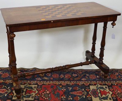 Lot 1224 - A mid-Victorian walnut crossbanded and chess...