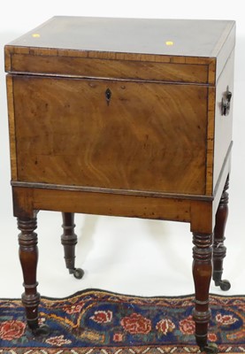 Lot 1227 - A Regency mahogany work table, with swivel top,...