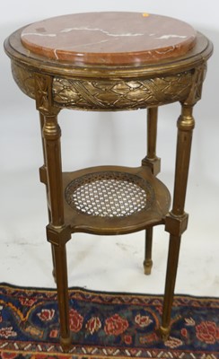 Lot 1236 - A French gilt wood and rouge variegated marble...