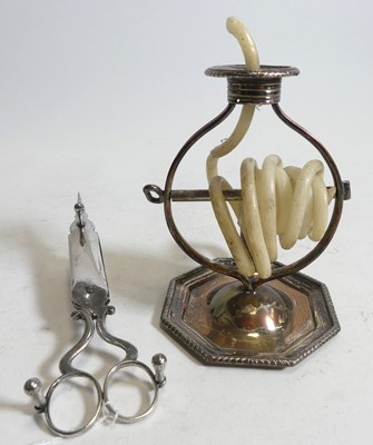 Lot 488 - A 19th century silver plated wax jack, h.14cm;...