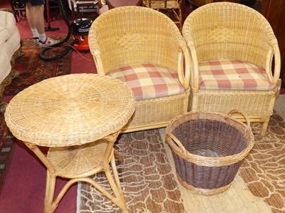 Lot 1241 - A bamboo effect and wicker conservatory suite,...