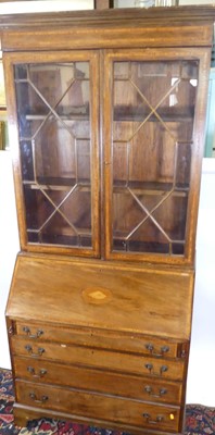 Lot 1249 - A mahogany and satinwood inlaid bureau...