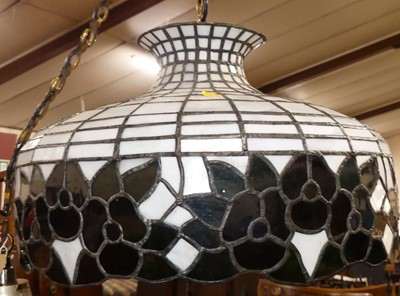 Lot 1286 - A leaded glass domed hanging ceiling light of...