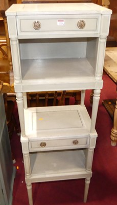 Lot 1316 - A pair of French grey painted two-tier single...