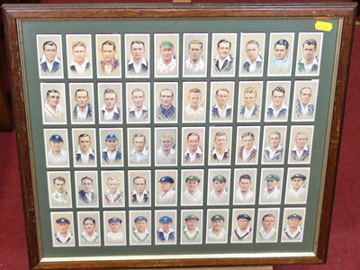 Lot 1063 - A framed display of Player's cigarette cards...