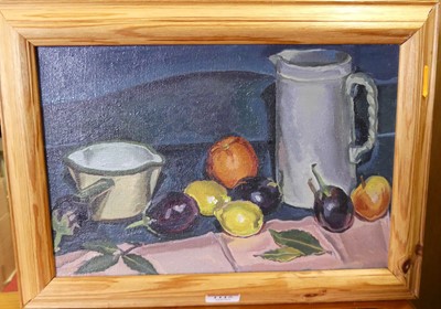 Lot 1115 - John Hopwood - still life with fruit, oil on...