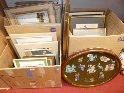 Lot 1080 - Three boxes of assorted pictures and prints,...