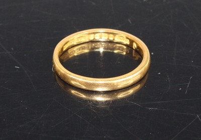 Lot 412 - A 22ct gold wedding band, sponsor CG&S, size P,...