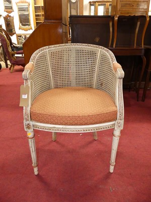 Lot 1368 - A French white painted and double split cane...