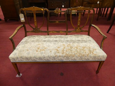 Lot 1373 - An Edwardian rosewood and floral satinwood...