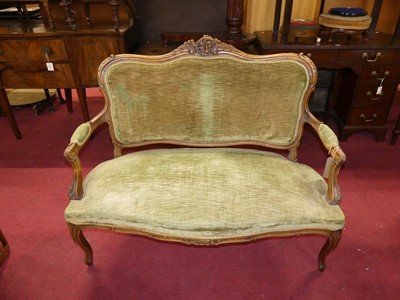 Lot 1381 - A French early 20th century walnut and green...