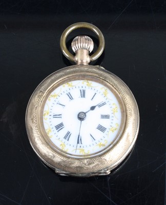 Lot 440 - A continental lady's 9ct gold cased fob watch,...