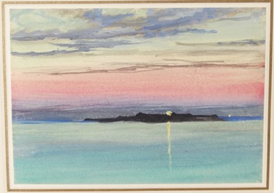 Lot 1121 - English school - Lighthouse on an island after...