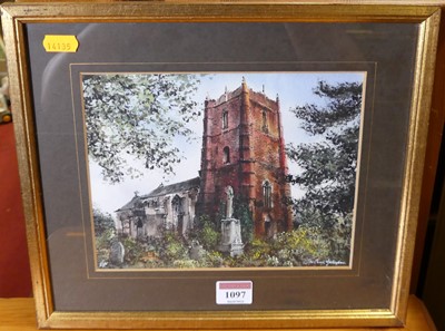 Lot 1097 - Reg Siger (b.1944) - The church at Gislingham,...