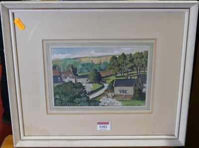 Lot 1102 - Peter Merrin - Derbyshire village, ink and...