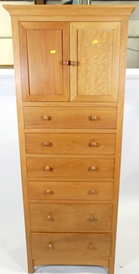 Lot 1408 - A contemporary cherrywood tallboy chest,...