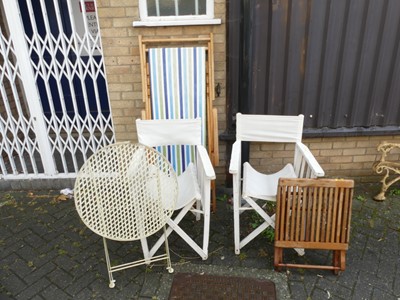 Lot 1439 - Occasional garden furniture to include; cream...