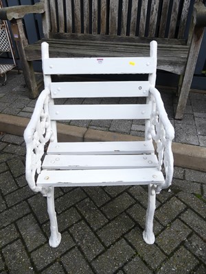 Lot 1454 - A white painted, cast galvanised metal ended...