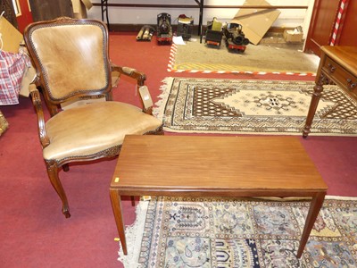 Lot 1462 - A French stained beech, tan leather...