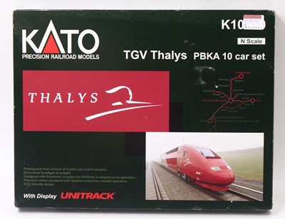 Lot 863 - Kato TGV PBKA 10 car set, in Thalys red and...