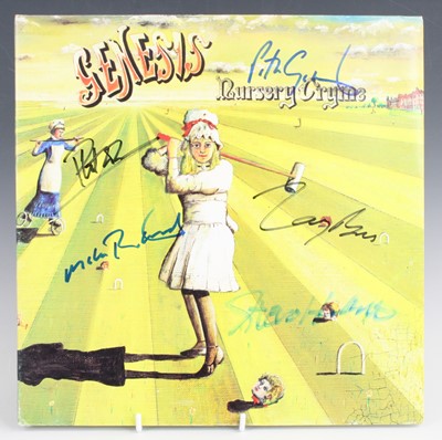 Lot 774 - Genesis, Nursery Cryme LP sleeve, signed to...