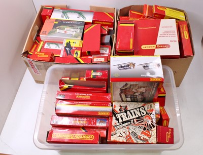 Lot 718 - Three boxes of Triang and Hornby accessories...