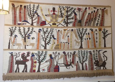 Lot 1130 - A large contemporary African woollen wall...