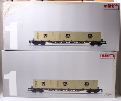 Lot 106 - Two Marklin Gauge 1 container wagons, item no....