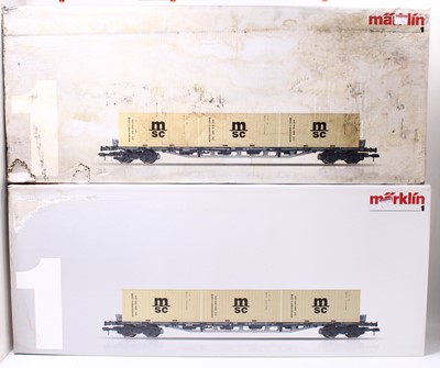 Lot 108 - Two Marklin Gauge 1 container wagons, item no....