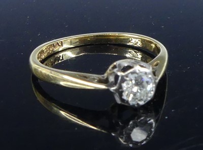 Lot 2609 - A yellow and white metal diamond solitaire...