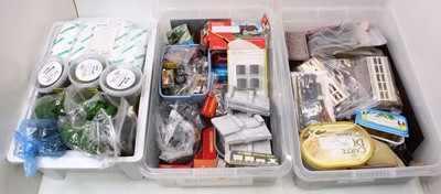 Lot 439 - Three boxes of 00 gauge accessories, scenics,...