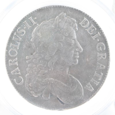 Lot 3368 - England, 1673 crown, Charles II third laureate...