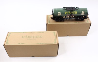 Lot 226 - Two Darstaed 0 gauge bogie tankers, both green:...