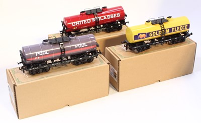 Lot 245 - Three Darstaed 0 gauge bogie tank wagons, all...