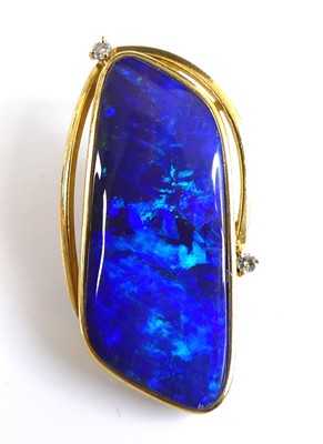 Lot 2629 - A yellow metal abstract boulder opal and...