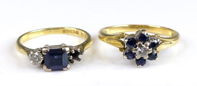 Lot 2668 - Two 18ct yellow and white gold, sapphire and...