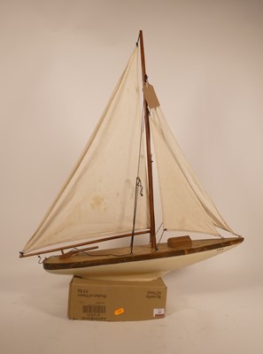 Lot 15 - A scratch-built wooden pond yacht, length 63cm,...