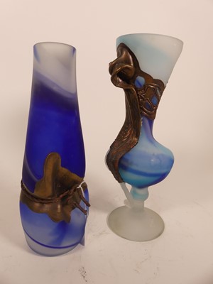 Lot 23 - A Filip Ravert metal mounted art glass vase, h....