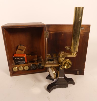 Lot 24 - A 19th century lacquered brass monocular...