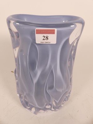 Lot 28 - A pale blue art glass vase, bearing etched...