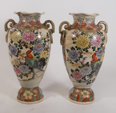 Lot 90 - A pair of Japanese satsuma vases, each...