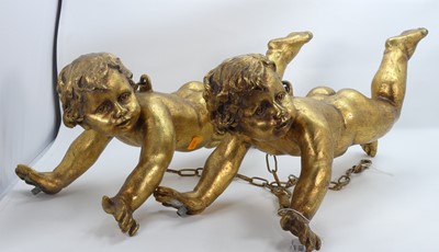 Lot 110 - A pair of gilt painted composite figures of...