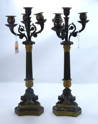 Lot 115 - A pair of parcel-gilt bronzed metal Empire...