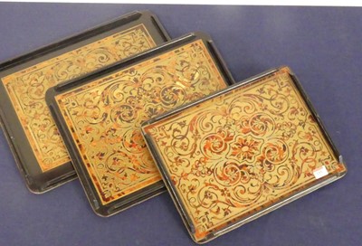 Lot 119 - A graduated set of three cut brass and...