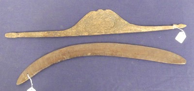 Lot 124 - An Australian carved hardwood boomerang,...